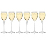 Hattingley Valley Tulip Flutes (Glasses Full), glasses are branded with the Hattingley Valley logo and butterfly. Fine glassware for drinking at home or giving as the perfect wine gift.