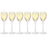 Hattingley Valley Tulip Flutes (Glasses Full), glasses are branded with the Hattingley Valley logo and butterfly. Fine glassware for drinking at home or giving as the perfect wine gift.