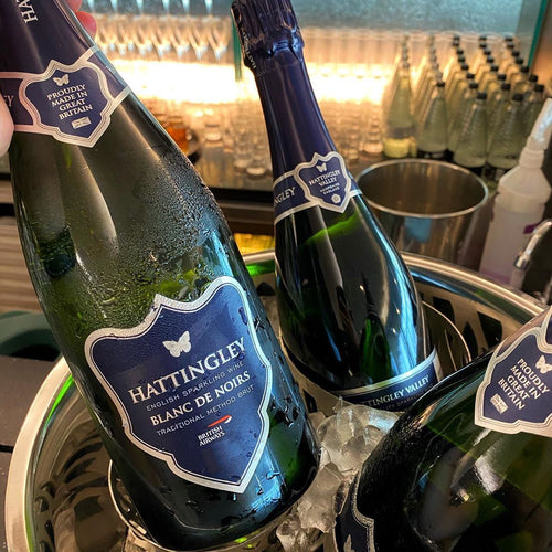 Hattingley Valley for British Airways Blanc de Noirs Lifestyle Image, premium english sparkling wine