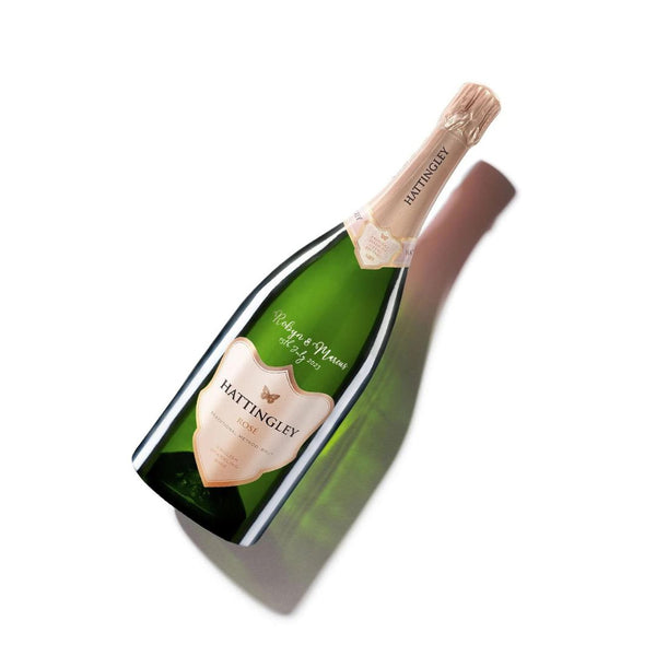 Hattingley Valley Personalised Rosé Magnum, engraved magnum bottle, magnum of champagne English Sparkling wine magnum, quality engraved bottle wine gift personalised gifts