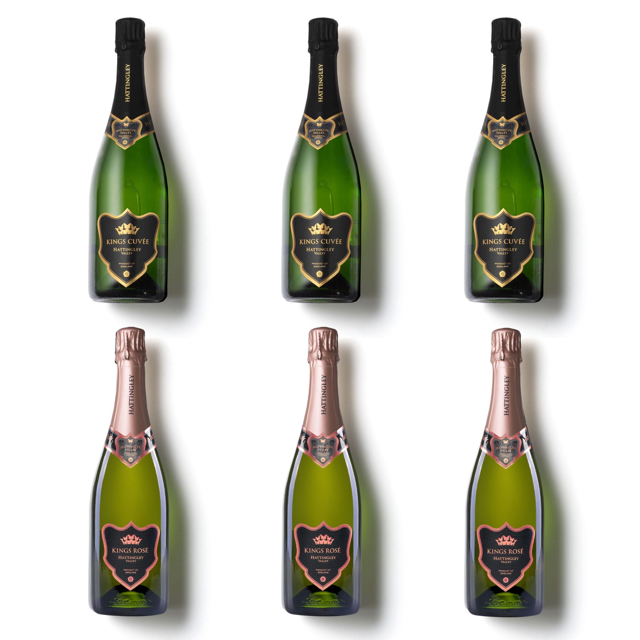 Hattingley Valley A Case of Mixed Kings, prestige English Sparkling Wines, Kings Cuvée and Kings Rosé, case of six, case of wine, hasstle-free delivery, the ultimate wine gift