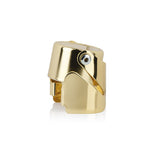 Hattingley Valley, luxury sparkling wine stopper gold. Side angle showing clip clasp.