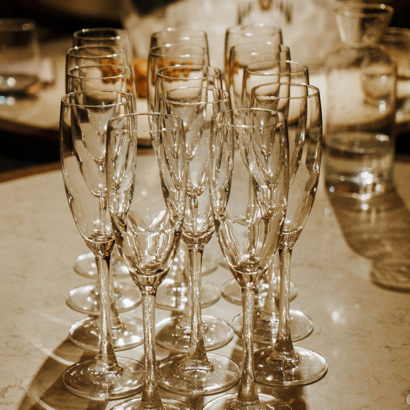 Wine glasses, champagne flutes, exclusive wine tasting an evening with Robert MacCulloch Master of Wine 