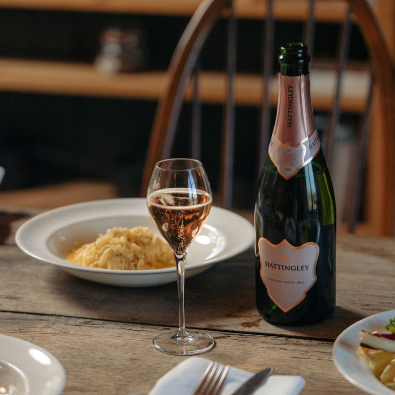 Hattingley Valley English Sparkling Rosé with Crab Linguini  fine English Sparkling Rosé wine