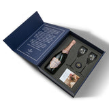 Hattingley Valley Luxury gift set, Rosé gift box, English Sparkling Rosé, Hattingley glass tulip flutes, fine champagne flutes, champagne bottle stopper, Glass & Wick sweet pea candle, wine gifts