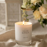 Glass and Wick luxury candle, Hand-crafted in-house, using coconut and rapeseed wax, Glass and Wick quality crafted candles are scented with the finest oil fragrances
