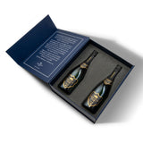 Hattingley Valley luxury gift box set. Open gift box displaying two bottles of Hattingley Valley Kings Cuvée premium English sparkling.