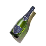 Hattingley Valley for British Airways Blanc de Noirs, bottle image at an angle casting a shadow on the white background